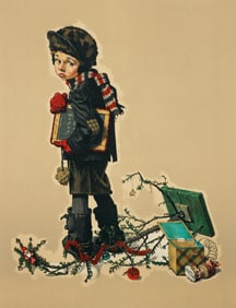 Norman Rockwell Signed Color lithograph After Christmas