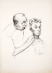 Norman Rockwell The Barber Signed Offset Lithograph