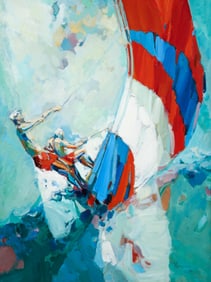 Irving Rosenzweig 1981 painting High Speed Sail Racing