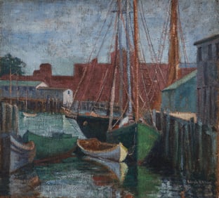 Sarah Shaw painting Pigeon Cove, Rockport, Massachusetts