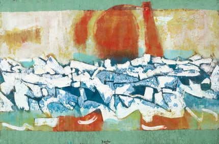 Karl Zerbe 1958 mixed media on Mulberry paper Tundra - Floating Ice
