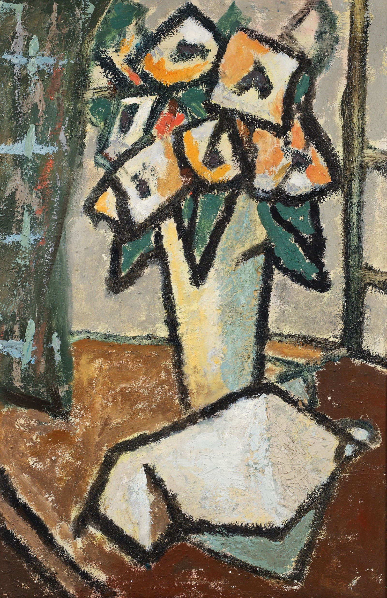 W. Glen Davis 1977 oil on board Cubist Still Life (1 of 4)