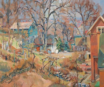Henry Koerner Backyards in Spring 1959 oil on canvas