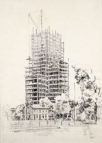 Milan Petrovits Cathedral of Learning Ink Drawing