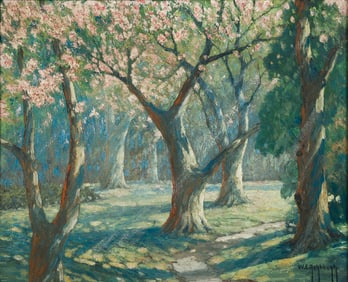 Walter Ashbaugh Oil on Canvas Blossoming Trees