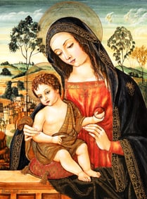 Claudia Ciotti handpainted ceramic Madonna and Child