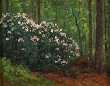 Charles Warren Eaton Rhododendron Oil on Board