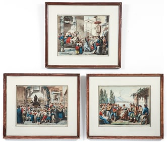 3 Bartolomeo Pinelli Hand Colored Engravings