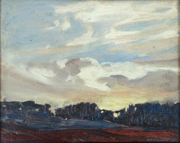 Mary Evelyn Wrinch oil Sunset Yellow Montreal River Falls