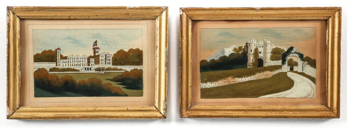 Pair of Victorian Isle of Wight Sand Paintings