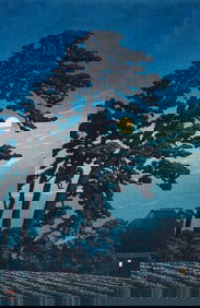 Kawase Hasui Moon at Magome Color Woodblock