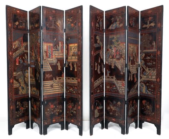 2 19th C. Chinese Coromandel Lacquer Room Screens