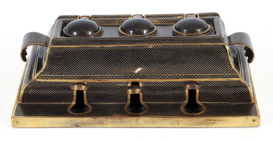 19th Century Chinese 3 Well Cloisonne Inkwell