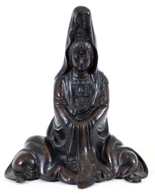 Asian bronze Seated Guanyin Sculpture
