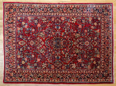 Vintage Persian Sarouk Hand Knotted Wool Pile Carpet