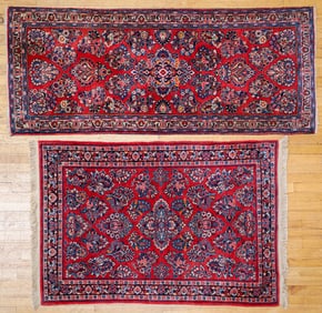Pair of Vintage Persian Hand Knotted Wool Pile Carpets