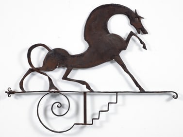Style of Wilhelm Hunt Diederich Wrought Iron Rearing Horse Cutout