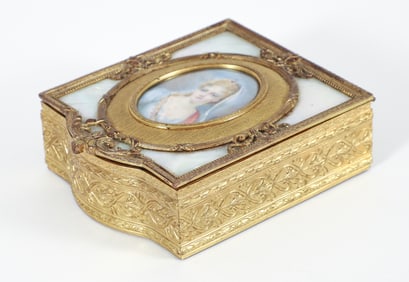 French Portrait Miniature Ormolu and MOP Dresser Box