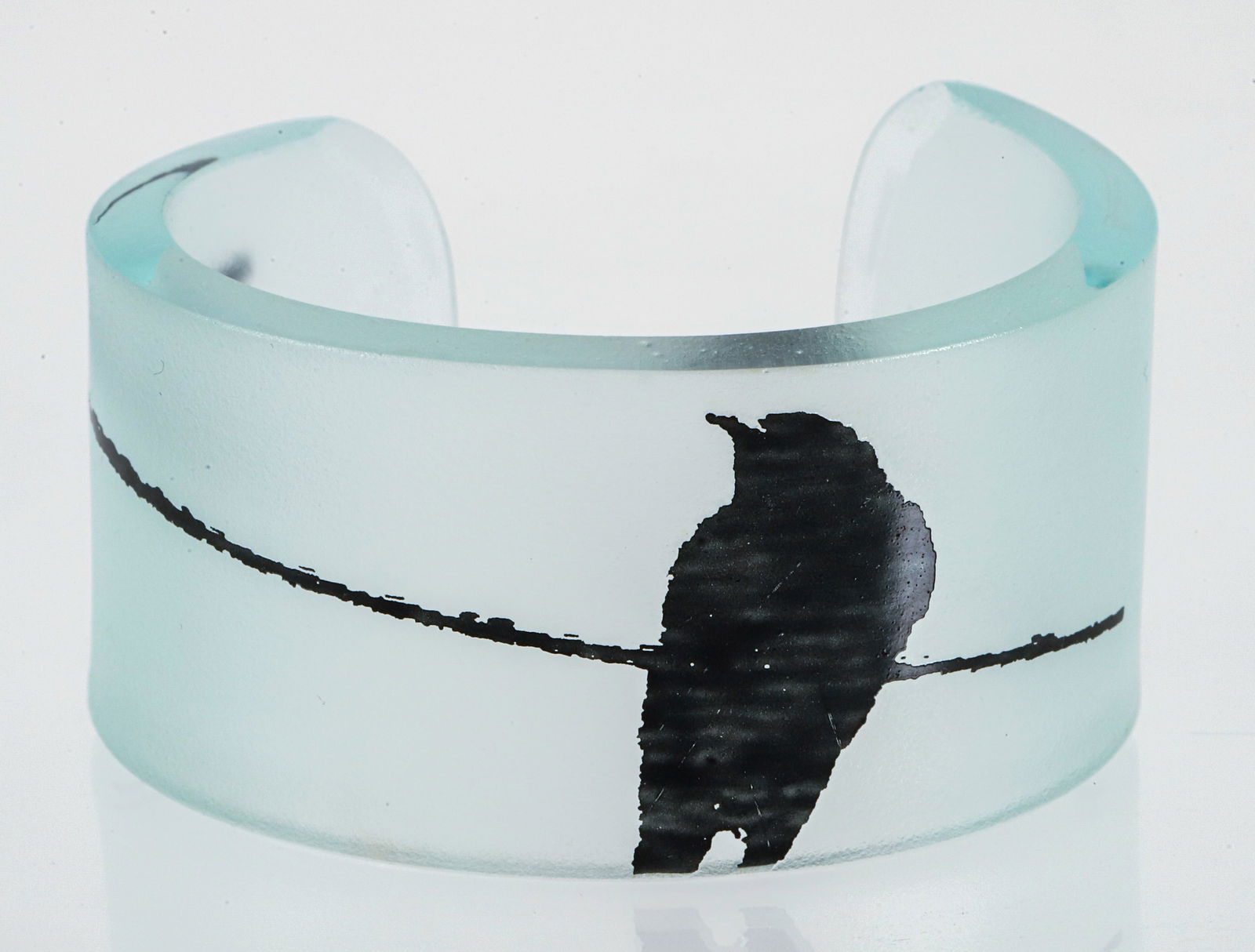 Artisan Glass Painted Crow Bangle (1 of 2)