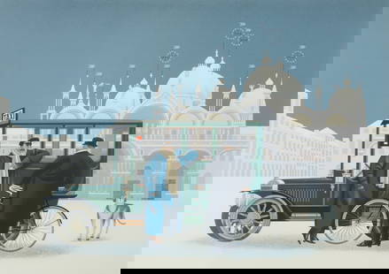 Jan Balet framed orig Winter in Venice: Balet, Jan (Swiss/American, 1913-2009), Winter in Venice, lithograph printed in colors, 19.5 x 27.5 inches, pencil signed and numbered 92/300, framed measuring 32 x 39 inches.