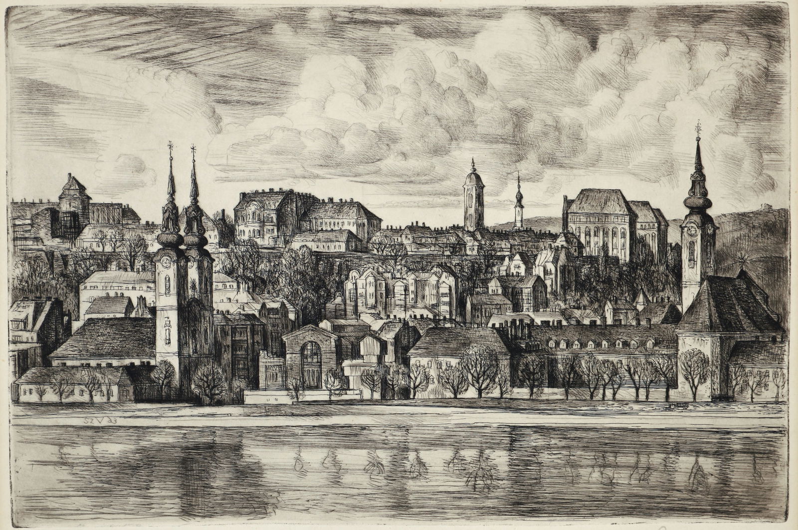 Vladimir Szabo Etching on Paper Vue De Buda (1 of 4)