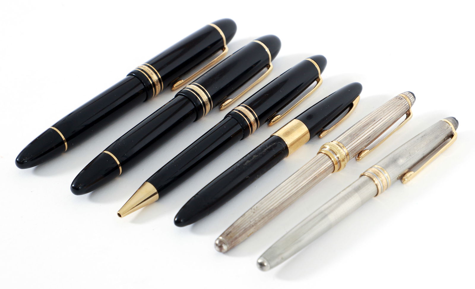 5 Montblanc designer ball point and fountain pens plus 1 other