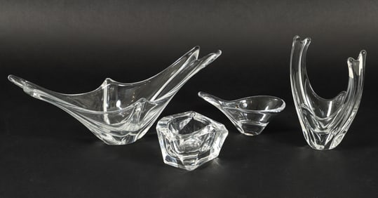 4 Daum France Crystal Clear Freeform Pieces