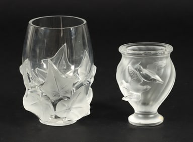 2 Lalique France Crystal Vases Hadera and Rosine