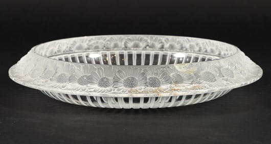 Lalique France Crystal Marguerite Sunflower Dish