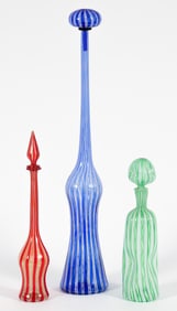 3 good Classic 20th Century Murano Decanters with Stoppers