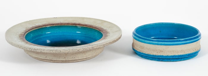 2 Nils Kahler Glazed Stoneware Dishes Denmark