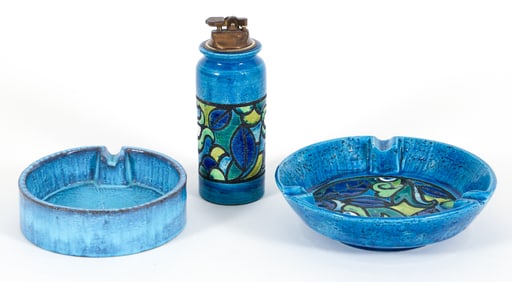 3 Pc Aldo Londi for Bitossi Rimini Blue Smoking Items