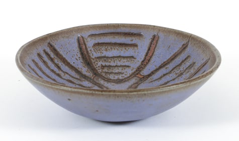 Harding Black 1959 decorated ceramic bowl with lavender glaze