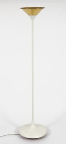 Koch & Lowy White Enamel and Brass Torchiere Lamp