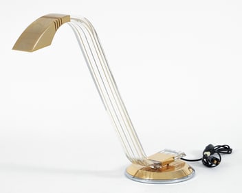 Relco Milano Italian Acrylic and Brass Table Lamp 1980s