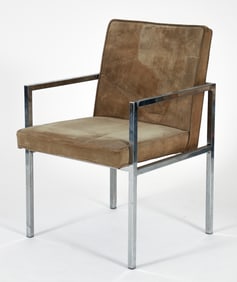 Leather and Steel Modernist Armchair