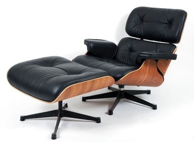 Contemporary Eames Lounge Chair and Ottoman Reproduction