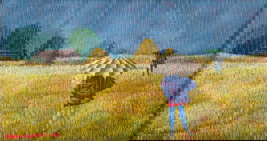 Sergio Agostini 1970 painting Meeting in the Rain