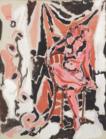 Roger Anliker painting on paper Seated Nude