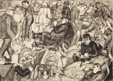 Peggy Bacon etching Promenade Deck Signed 1920