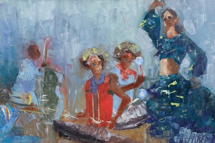Italo George Botti oil on canvas Dancer with Musicians