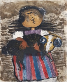 Graciela Rodo Boulanger Signed Aquatint Girl and Ram