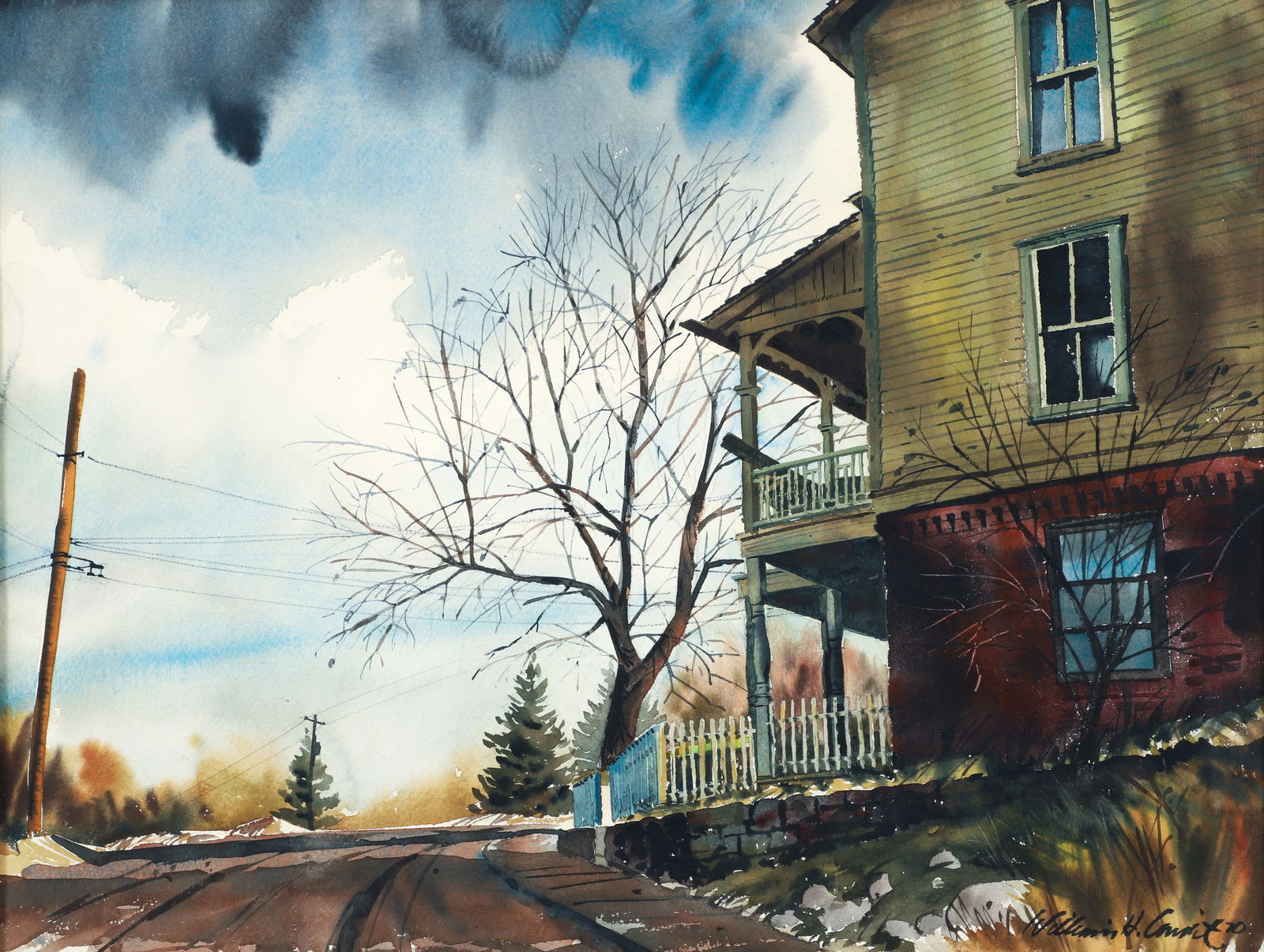 William H. Condit Watercolor on Paper Yellow House (1 of 3)