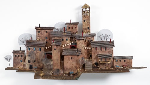 Curtis Jere metal wall relief Hillside Village