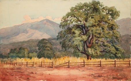 Alice Hunt Curtis 1915 watercolor California Foothills Landscape