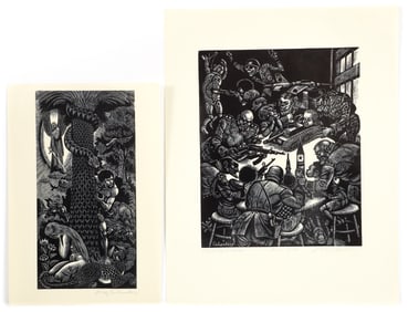 2 Fritz Eichenberg Wood Engravings on Paper