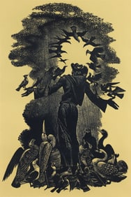 Fritz Eichenberg Wood Engraving Sermon to the Birds