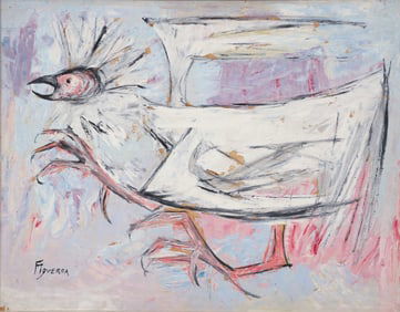 Bird painting on board attributed to Jose Figueroa