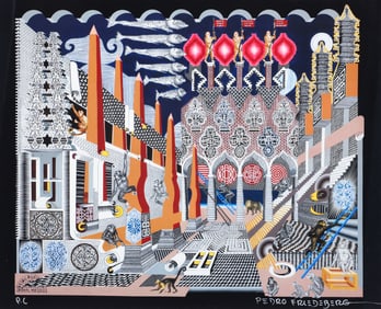 Pedro Friedeberg Changuitos de la Ciudad Signed Color Print