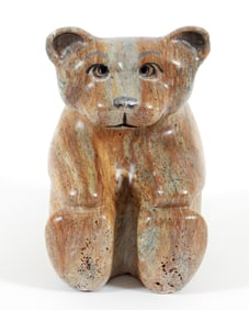 Glenn Heath 1997 carved stone Seated Bear